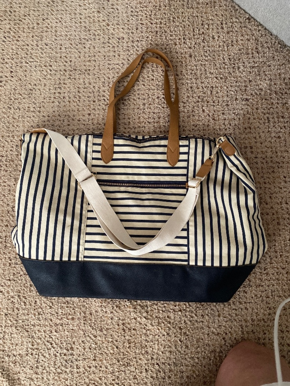 A New day striped canvas weekender bag